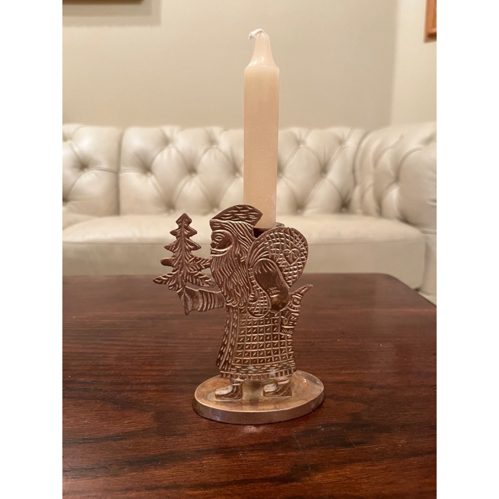 Vintage Santa Candle Holder Father Christmas Saint Nic Candlestick Holder Holder
